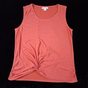 Liz Claiborne Women's Large Coral Twist Front Sleeveless Tank Top Stretch